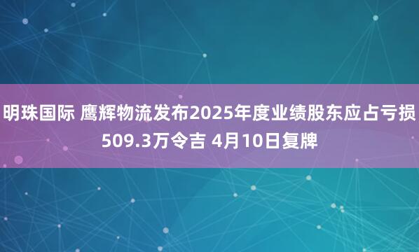 明珠国际 鹰辉物流发布2025年度业绩股东应占亏损509.3万令吉 4月10日复牌
